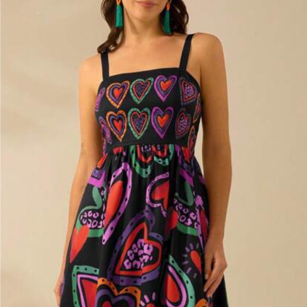 Colorful Heart Patterned Women's Dress